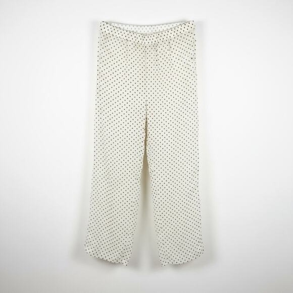 Boohoo Beach Pants Women XL Cream Polka Dot Wide Leg Sheer High Waist Relaxed